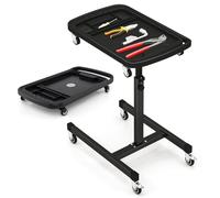 GOPLUS Carro de Herramientas Rodante 2 en 1 con Altura Ajustable | Mesa de Trabajo con Ruedas, Bandejas Magnéticas para Piezas y Estación de Trabajo para Taller, Hogar y Garaje