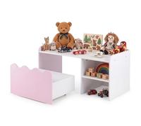GOPLUS Escritorio Infantil para Niños de Bordes Festoneados para Dormitorio, Estudio (Rosa)
