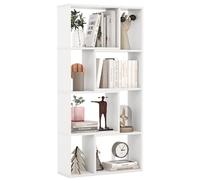 GOPLUS Estantería Libros de 4 Niveles, Librería de Madera Abierta de 8 Cubos y 2 Dispositivos Antivuelco, Estante de Almacenamiento para Salón Dormitorio Oficina, 60 x 20 x 120 cm (Blanco)