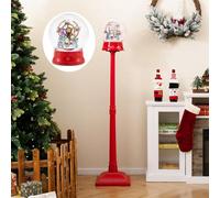 GOPLUS Farola de Navidad con Luces LED, Adorn Decoración Exterior con Poste, Globo de Nieve, Papá Noel Giratorio, Farola con Base Ancho (Noria 153cm)
