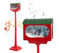 GOPLUS Farola de Navidad, Decoración Navideña Activada por Sonido con Luces LED Coloridas, Música, Efectos de Nieve, Escena Festiva, Linterna de Navidad Decorativa para Porche Salón (Buzón 150cm)