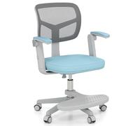 GOPLUS Silla de Escritorio Ergonomica Infantil, Silla Escritorio Juvenil Giratoria con Altura Ajustable, Reposabrazos Abatibles, Cojín Removible, Oficina Ordenador, para Niños de 3-15 Años (Azul)