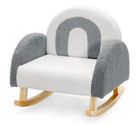 GOPLUS Silla Mecedora Infantil para para Niños de 3-5 Años, Gris | Sillón Infantil con Patas de Madera y Almohadillas Antideslizantes, Mini Sofá de Apoyabrazos de Terciopelo para Salón