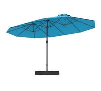 GOPLUS Sombrilla Doble con Base 4,52 x 2,64M, Parasol Rectangular Grande con Manivela, 12 Varillas,Ventilación, Sombrillas Terraza Exterior para Jardín Piscina Patio(Celeste, 4,52 x 2,64 m)