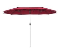 GOPLUS Sombrilla Doble de Jardín sin Base 4,7x 2,8 M, Parasol Familiar Grande con Manivela, 12 Varillas, Mástil Φ48MM, Protección UV, Sombrilla Terraza Exterior para Balcón Piscina (4,7x2,8M,Rojo)