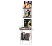 GOPLUS Soporte para Tocadiscos con Almacenamiento de 5 Niveles, Estantería Organizador para Vinilos con Juegos Antivuelco, Soporte para Tocadiscos con 3 Estantes para Discos de Vinilo (Blanco)