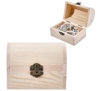 GORGECRAFT Baúl de madera sin tratar de 11,7 x 7,9 x 9 cm, caja de madera gruesa con tapa y cierre, pequeño recipiente de madera decorativo para manualidades, arte, aficiones, joyas, recuerdos