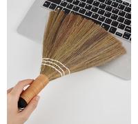 GORGECRAFT Escoba Pequeña de 30.5cm de Bambú con Mango de Hierba Suave Natural Hecha A Mano de Paja Resistente con Cerdas Angulares. Ideal Limpiar Barrer En Interiores Exteriores Halloween.