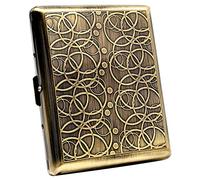 Goshentech Caja de metal retro, bronce chapado, capacidad de 20, para hombres y mujeres (bronce, tamaño King de 100 mm)
