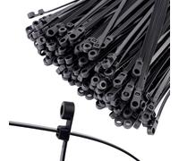 Gosknor 200uds 30cm Negro Bridas Cables con Orificio para Tornillo, Alta Resistencia Nylon Sujetadores Cables Bridas Cierre Automático para Gestión Interior & Exterior Organización Agrupamiento