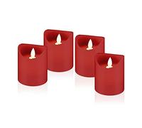 GOSKQ Goobay 44591 - Juego de 4 Velas de Navidad LED con Temporizador, Cera Real, Funciona con Pilas, Color Rojo
