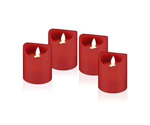 GOSKQ Goobay 44591 - Juego de 4 Velas de Navidad LED con Temporizador, Cera Real, Funciona con Pilas, Color Rojo