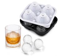 GothicBride Cubitera de silicona con tapa y embudo, diseño 3D, sin BPA y a prueba de fugas, ideal para whisky, cócteles y refrescos, color negro redondo