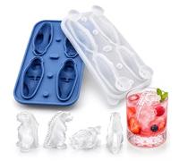 GothicBride Dino Cubitera de silicona - Divertidos motivos de dinosaurios con práctica tapa y embudo - Figuras de hielo grandes para cócteles y bebidas infantiles - Apto para lavavajillas y