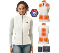 GOTOBI Chaleco calefactor para mujer con batería de 7,4V 16000mAh - Chaqueta calefactora para mujer con 9 zonas de calentamiento y 3 temperaturas ajustables, plumas calentadoras para actividades al