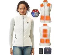 GOTOBI Chaleco calefactor para mujer con batería de 7,4V 16000mAh - Chaqueta calefactora para mujer con 9 zonas de calentamiento y 3 temperaturas ajustables, plumas calentadoras para actividades al