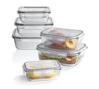 GOURMETmaxx Juego de 6 fiambreras de cristal Klick-it | como fiambrera o para comida | apto para lavavajillas, microondas y congelador | Caja de almacenamiento con tapa con anillo de sellado de