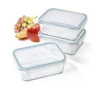 GOURMETmaxx Klick-It - Fiambreras de cristal (3 unidades, 1,6 L, apto para lavavajillas, microondas y congelador)