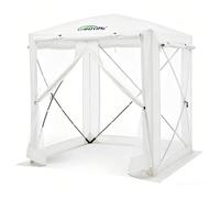 Goutime Gazebo Plegable 150x150x190 cm, Protección 2 en 1 contra Insectos | Impermeable y con Protección Solar, Lona Resistente para Camping y Patio Exterior (Blanco)