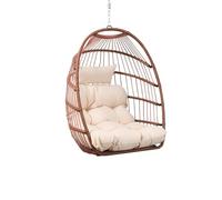 Goutime Silla Colgante de Huevo con cojín Resistente a los Rayos UV, Silla oscilante Plegable con Capacidad de 204KG para Interiores y Exteriores, jardín, Patio Trasero (Marrón Rojizo sin Soporte)