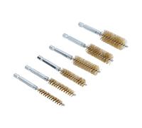 GOWENIC 6 Piezas Cepillos de Alambre Trenzado 4 Pulgadas Eje Hexagonal | Cepillo cilíndrico, limpiador abrasivo, eliminador de incrustaciones, herramienta alisadora, kit de pistola