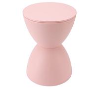 GOWENIC Taburete Redondo Nórdico Moderno |Asiento Multiusos con Diseño de Reloj de Blanco para Baño, Probador y Mesa Auxiliar (Pink)