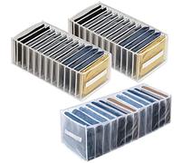 GOYADA 3 Cajas Organizadoras, Organizador Armario de Nailon, Cajas de Almacenamiento Plegables con Asa para Guardar Camisetas, Vaqueros, Camisas, Suéteres - 12 Compartimentos