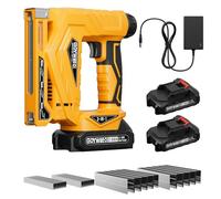 GoYwato 3-In-1 Clavadora Electrica de Clavos - Pistola de Clavos Bateria 21V con 2 x 2.0Ah Baterías, con 1000 Clavos Rectos 18GA, 1000 Grapas en U Tipo 140 y 1000 Grapas en U Tipo 53 para Carpintería