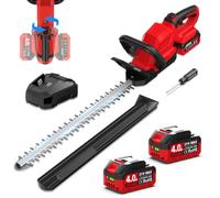 GoYwato 53CM Cortasetos Bateria con 2x4.0Ah Bateria & Mango Giratorio 180° | 21V Cortasetos Electrico Inalámbrico, 2200SPM, Espesor de Corte 16mm, Cuchilla 65MN Doble Acción, Corta Setos para Jardin