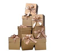 GP SUP Caja de regalo con tapa y cinta para regalo, 6 piezas, dorada, 6 x 6 x 6 pulgadas
