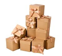 GP SUP Caja de regalo con tapa y cinta para regalo, 6 unidades, color dorado, 10 x 10 x 10 cm