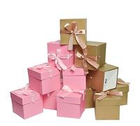 GP SUP Caja de regalo de 4 pulgadas con tapas (oro y rosa)