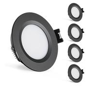 Gr4tec Downlight LED Techo 12V Regulable Aluminio 3W IP44, Negro 4 Piezas | Foco Empotrable 12V Blanco Cálido 3000K 240LM, Diseño Ultrafino 12mm, Agujero 58-62mm, para Autocaravana Caravana Barco