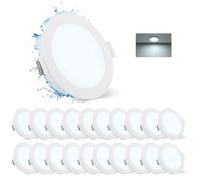 Gr4tec Downlight LED Techo Empotrable IP65, Pack 20 Foco LED Empotrable Blanco Frio 6500K 5W 400LM, Ojos de Buey LED Agujero 68-80mm, 35MM Extraplano, Foco LED Interior Para Cocina Baño