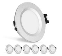 Gr4tec Foco Empotrable LED Techo 12V Regulables 3W IP44, Plateado 6 Piezas | Foco LED 12V Aluminio Blanco Cálido 3000K 240LM, Diseño Ultrafino 12mm, Agujero 58-62mm, para Camper Autocaravana Barco