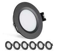 Gr4tec Foco LED Empotrable 12V Regulables Aluminio 3W IP44, Negro 6 Piezas | Foco LED Camper Blanco Cálido 3000K 240LM, Diseño Ultrafino 12mm, Agujero 58-62mm, para Autocaravana Caravana Barco