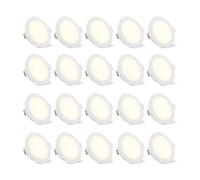 Gr4tec Foco LED Empotrable Techo IP65, Pack 20 Downlight LED Blanco Cálido 2700K 5W 400LM, Ojos de Buey LED Agujero 68-80mm, 35MM Extraplano, Foco LED Interior Para Baño Cocina