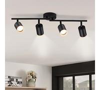 Gr4tec Lámpara de Techo 4 Focos Negro, Focos LED Interior GU10 Sin Bombilla | Moderno Focos LED Techo Orientable, Metal Plafon de Techo, Aplique Techo para Salon Dormitorio Cocina, Casquillo GU10