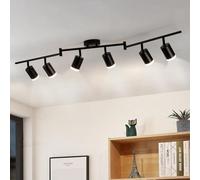 Gr4tec Lámpara de Techo 6 Focos Orientables GU10 Negro, Sin Bombilla | Moderno Focos LED Interior, Metal Plafon de Techo, Aplique Techo para Salon Dormitorio Cocina, Casquillo GU10