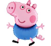 Grabo-Mix Globo de cumpleaños Peppa Pig, papel de aluminio con pajita 62 x 67 cm