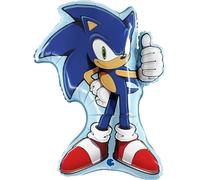 Grabo-Mix Globo para fiestas Sonic personaje entero – aluminio, pajita, 49 x 64 cm Italia