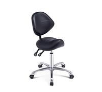 Grace & Grace - Taburete de silla de montar profesional de la serie hidráulico giratorio cómodo ergonómico con base de metal resistente para la clínica dentista, spa, estudio (con respaldo, negro)