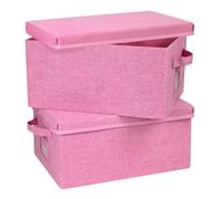 Graciadeco Cajas de almacenamiento de armario de 22.8 cuartos con tapas, color rosa, plegables, apilables, con tapa plana, para ropa, zapatos Barbie, paquete de 2
