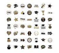 Graduation Sticker Pack - Pegatinas elegantes resistentes al agua, 50 hojas con diseño moderno, hojas temáticas con adhesivo duradero, juego de pegatinas, colección divertida para decorar botellas de