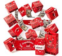 Graduation Surprise Explostion Gift Box, Pop-Up Surprise Money Box with Confett, DIY Folding Bounce Explostion Cash Money Holder, Party Favor for Birthday, Valentine's Day (Red - 25 Boxes)