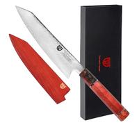 GRÄWE Cuchillo de Damasco Signature, cuchillo grande de acero de damasco, muy afilado, cuchillo santoku de Damasco, cuchillo de cocina de Damasco, 35 cm de largo, cuchillo de chef con caja de regalo