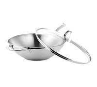 GRÄWE Serie Pro-Line - Sartén Wok de Acero Inoxidable con Tapa de Cristal, 2,8 L, Apta para Lavavajillas, Apta para Inducción, Diámetro de 18 cm