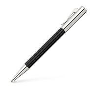 Graf von Faber-Castell 141580 Bolígrafo Tamitio, negro | Mina de gran capacidad apta para documentos de 0,5 mm, cuerpo metálico estriado y estuche de regalo
