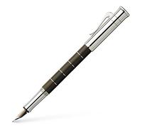 Graf von Faber-Castell 145800 Estilográfica Anello, Grenadilla M | Cuerpo de madera de granadillo con anillos platinados y plumín bicolor de oro de 18 quilates