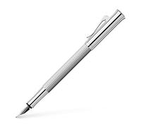 Graf von Faber-Castell 146591 Estilográfica Guilloche, bañado en rodio F | Cuerpo metálico guilloché con plumín de oro de 18 quilates y piezas metálicas rodiadas